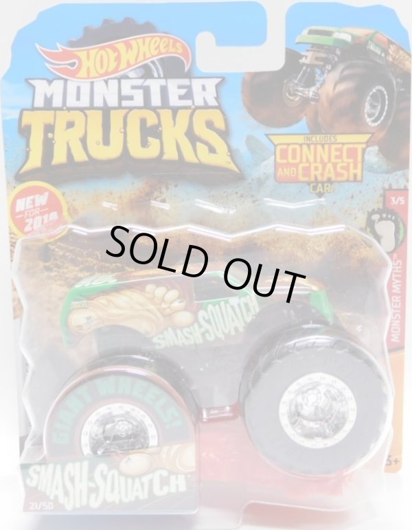 画像1: 2019 HW MONSTER TRUCKS! 【SMASH-SQUATCH】 GREEN (includes CONNECT AND CRASH CAR)