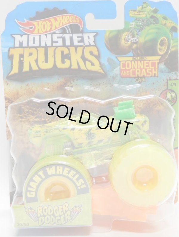 画像1: 2019 HW MONSTER TRUCKS! 【RODGER DODGER】 YELLOW (includes CONNECT AND CRASH CAR)(SICK STUFF)