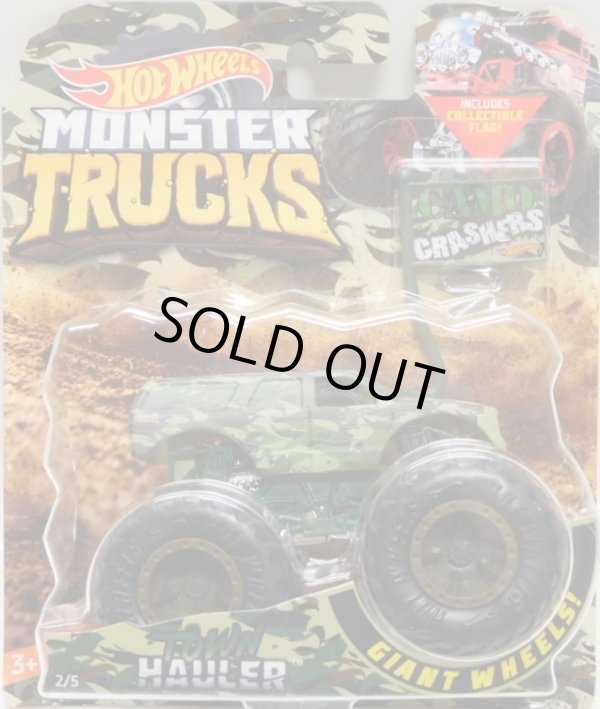 画像1: 2019 HW MONSTER TRUCKS! "CAMO CRASHERS"【TOWN HAULER】 FLAT OLIVE CAMO (includes COLLECTABLE FLAGL!)