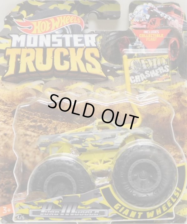 画像1: 2019 HW MONSTER TRUCKS! "CAMO CRASHERS"【PURO MUSCLE】 FLAT YELLOW CAMO (includes COLLECTABLE FLAGL!)