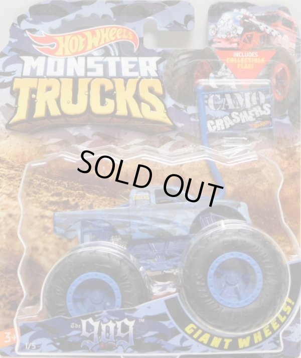 画像1: 2019 HW MONSTER TRUCKS! "CAMO CRASHERS"【THE 909】 FLAT BLUE CAMO (includes COLLECTABLE FLAGL!)