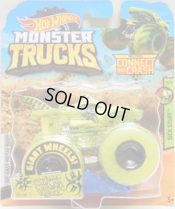 画像1: 2019 HW MONSTER TRUCKS! 【SHARK WREAK】 YELLOW (includes CONNECT AND CRASH CAR)(SICK STUFF)