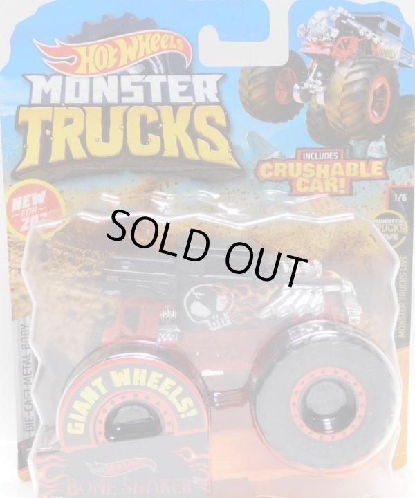 画像1: 2020 HW MONSTER TRUCKS! 【BONE SHAKER】 FLAT BLACK (includes CRUSHABLE CAR)