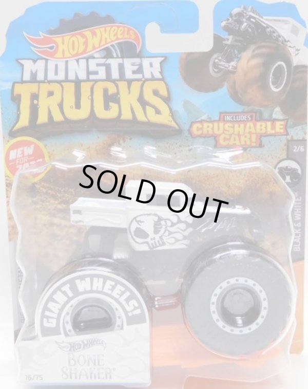 画像1: 2020 HW MONSTER TRUCKS! 【BONE SHAKER】 FLAT WHITE-BLACK(includes CRUSHABLE CAR)(予約不可）