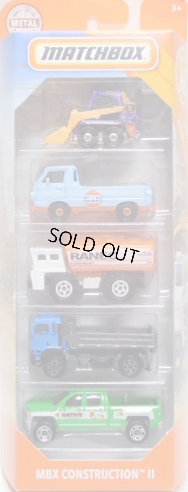 画像1: 2020 MATCHBOX 5PACK 【CONSTRUCTION II】Skidster/'66 Dodge A100 Pickup(GULF)/Water Hauler/MAN TGS 18.440/'14 Chevy Silverado(予約不可）