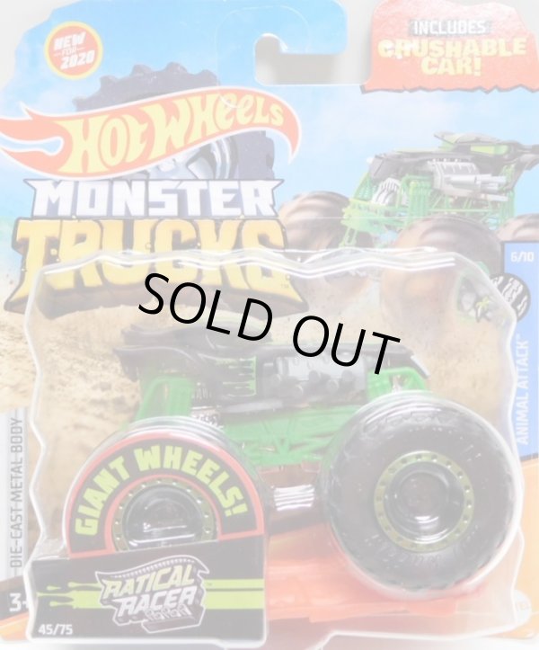 画像1: 2020 HW MONSTER TRUCKS! 【RATICAL RACER】FLAT BLACK (includes CRUSHABLE CAR)(NEW FOR 2020）