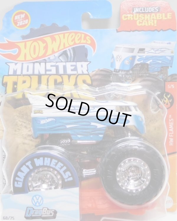 画像1: 2020 HW MONSTER TRUCKS! 【VOLKSWAGEN DRAG BUS】 WHITE-AQUA (includes CRUSHABLE CAR)(予約不可）