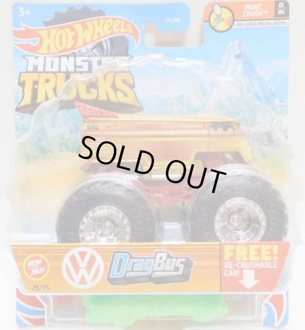 画像1: 2021 HW MONSTER TRUCKS! 【VW DRAG BUS】 YELLOW-ORANGE (includes RE-CRUSHABLE CAR)(予約不可）