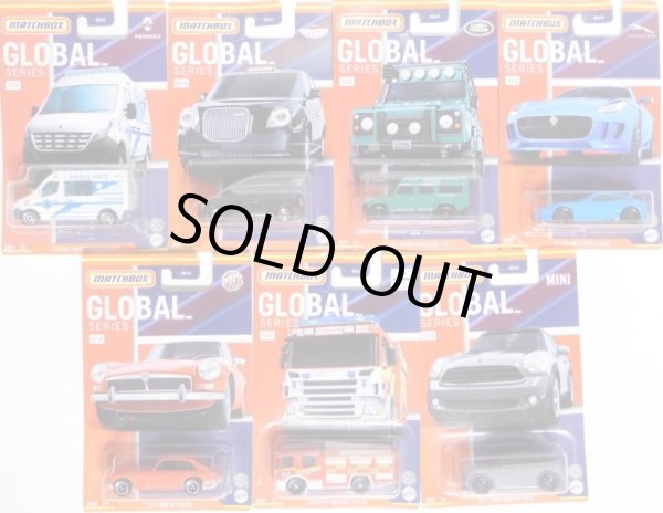 画像1: 2021 MATCHBOX GLOBAL SERIES 【7種セット - A】Scania P360 Fire Truck/2011 Mini Countryman/1971 MGB GT Coupe/'15 Jaguar F-Type Coupe/Land Rover Defender 110/LEVC TX Taxi/Renault Master Ambulance (予約不可）