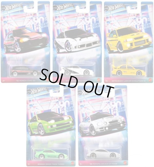 画像1: 2024 HW オートモーティブ【90's ストリート・シーン 5種セット】'92 ホンダ シビック EG/'96 日産 180SX タイプX/三菱 ランサーエボリューション VI/日産 300ZX ツインターボー/95 トヨタ セリカ GT-FOUR(2024年11月下旬入荷予定)