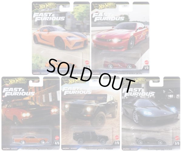 画像1: 【仮予約】PRE-ORDER - 2025 HW FAST & FURIOUS (ワイルド・スピード) 【Cアソート5種セット】2021 トヨタ GR スープラ/日産 240SX (S14)/1970 カスタム プリマス ロードランナー/ランボルギーニ LM002/ケーニグセグ CCXR(2025年8月下旬入荷予定）