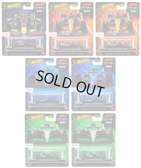 画像1: 【仮予約】PRE-ORDER - 2025 HW FORMULA 1 【"FORMULA 1" レース Gアソートメント(8個入り)】オラクル レッドブル・レーシング RB20 (#11)/マクラーレン フォーミュラ 1 チーム (#4),(#81)/ウィリアムズ レーシング - FW46 (#23),(#43)/キック ザウバー F1チーム (#77),(#24)(2025年10月中旬入荷予定）