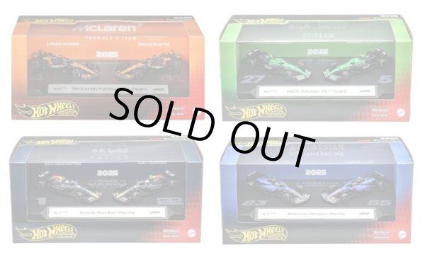 画像1: 【仮予約】PRE-ORDER - 2025 HW FORMULA 1 【"FORMULA 1" プレミアム レース 2パック Bアソート(4個入り)】マクラーレン フォーミュラ 1 チーム/キック ザウバー F1チーム/オラクル レッドブル・レーシング/アトラシアン ウィリアムズ レーシング(2026年8月下旬入荷予定）