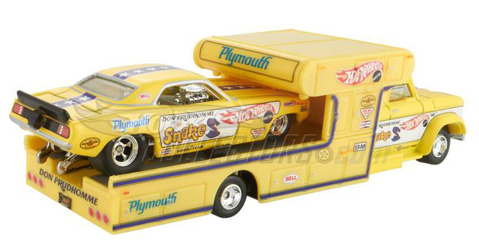 画像: PRE-ORDER RLC EXCLUSVE DON “THE SNAKE” PRUDHOMME 2Car Set 【Plymouth ’Cuda Funny Car / ’67 Dodge D700 Hauler】 YELLOW/RR 予価5980円　(入荷日未定）5000セット限定