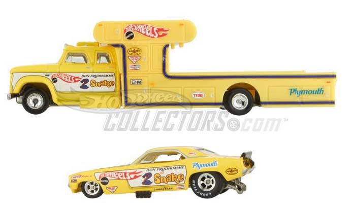 画像: PRE-ORDER RLC EXCLUSVE DON “THE SNAKE” PRUDHOMME 2Car Set 【Plymouth ’Cuda Funny Car / ’67 Dodge D700 Hauler】 YELLOW/RR 予価5980円　(入荷日未定）5000セット限定