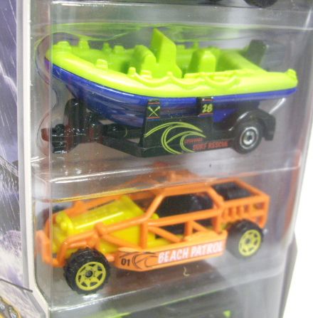 画像: 2012 MATCHBOX 5PACK - BEACH RESCUE (Hovercraft / Ford Explorer Sport Track / White Water Raft Boat / Dune Buggy / 1998 Jeep Wrangler)