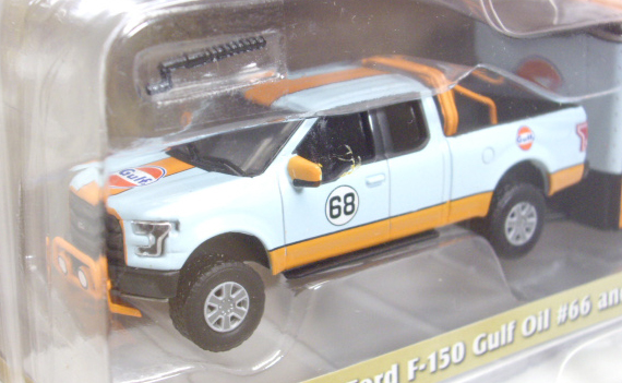 画像: 2016 GREENLIGHT - HITCH & TOW S7 【2015 FORD F-150 GULF OIL #66 AND GULF OIL ENCLOSED CAR HAULER】 LT.BLUE/RR (GULF)