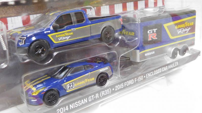 画像: 2017 GREENLIGHT - HITCH & TOW RACING "MIJO EXCLUSIVE" 【2014 NISSAN GT-R(R35)/2015 FORD F-150/ENCLOSED CAR HAULER】 BLUE/RR (GOOD YEAR)(3024個限定）