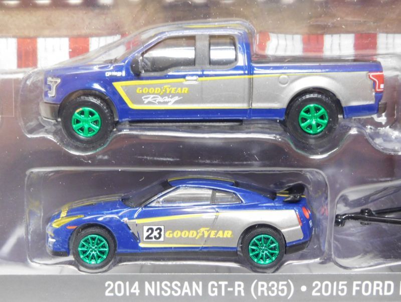 画像: 2017 GREENLIGHT - HITCH & TOW RACING "MIJO EXCLUSIVE" 【2014 NISSAN GT-R(R35)/2015 FORD F-150/ENCLOSED CAR HAULER】 BLUE/RR (GOOD YEAR)(GREEN MACHINE)