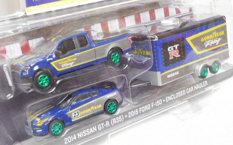 画像: 2017 GREENLIGHT - HITCH & TOW RACING "MIJO EXCLUSIVE" 【2014 NISSAN GT-R(R35)/2015 FORD F-150/ENCLOSED CAR HAULER】 BLUE/RR (GOOD YEAR)(GREEN MACHINE)