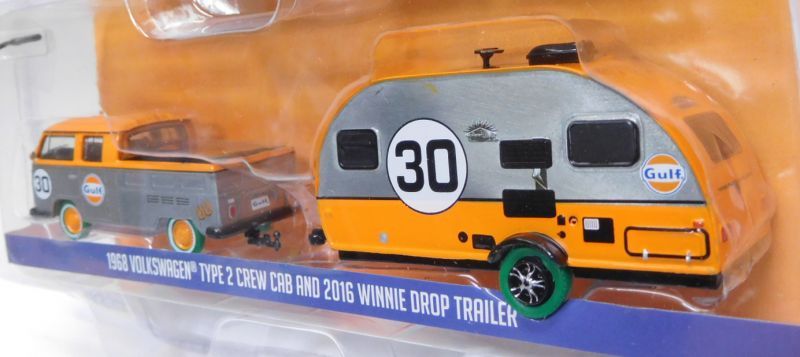 画像: 2017 GREENLIGHT - HITCH & TOW CLUB V-DUB "MIJO EXCLUSIVE" 【"GULF" 1968 VOLKSWAGEN TYPE2 CREW CAB and 2016 WINNIE DROP TRAILER】 ZAMAC-ORANGE/RR (126個限定）(GREEN MACHINE)