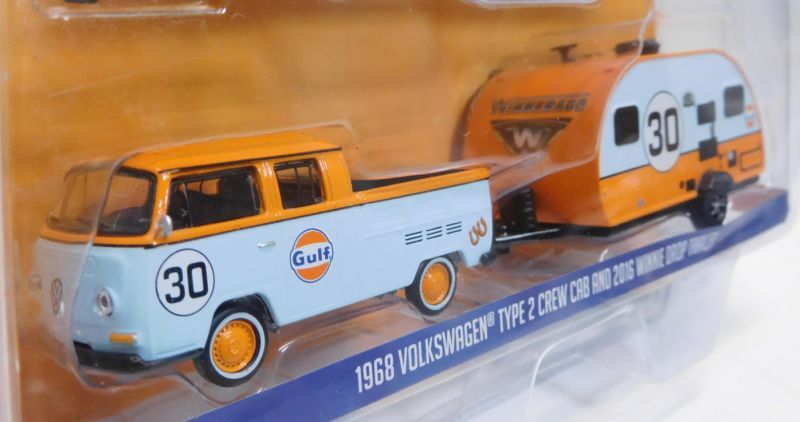 画像: 2017 GREENLIGHT - HITCH & TOW CLUB V-DUB "MIJO EXCLUSIVE" 【"GULF" 1968 VOLKSWAGEN TYPE2 CREW CAB and 2016 WINNIE DROP TRAILER】 LT.BLUE-ORANGE/RR (2898個限定）