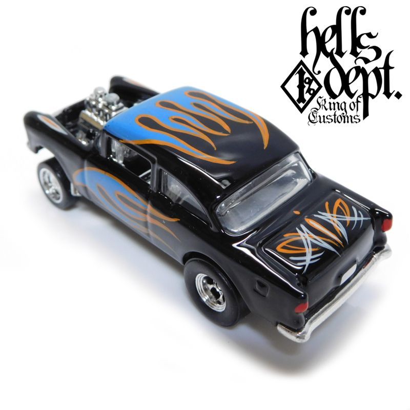 画像: HELLS DEPT 2017 - SHO Pinstriping 【'55 CHEVY BEL AIR GASSER (カスタム完成品)】　BLACK-BLUE/RR （送料サービス適用外）