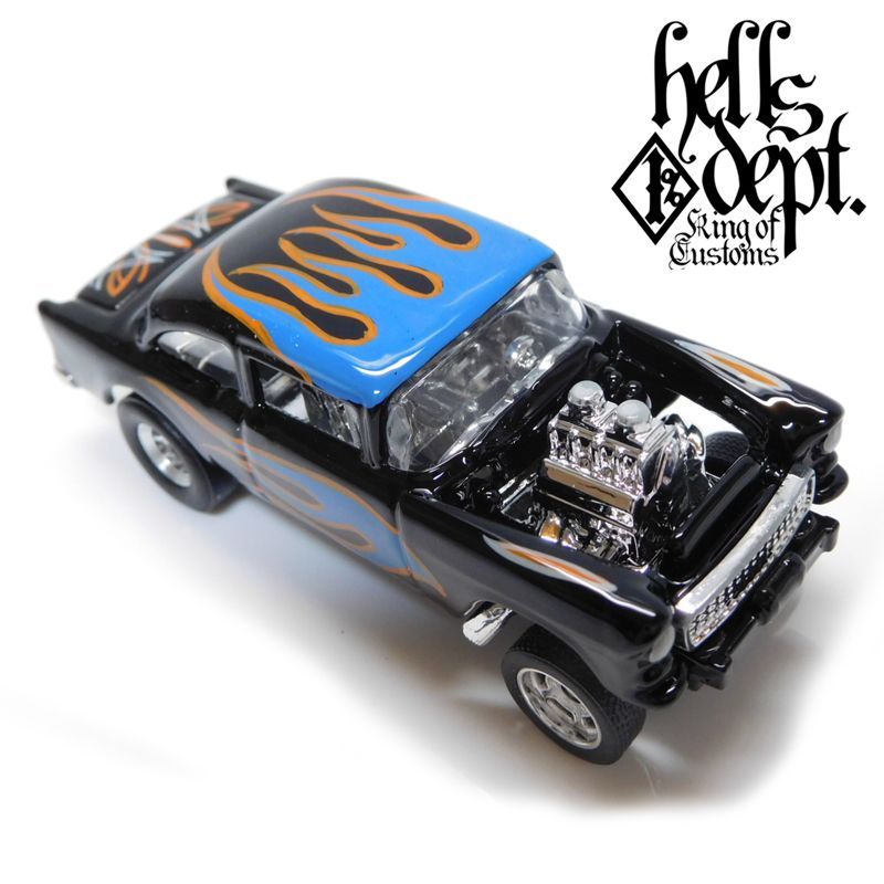 画像: HELLS DEPT 2017 - SHO Pinstriping 【'55 CHEVY BEL AIR GASSER (カスタム完成品)】　BLACK-BLUE/RR （送料サービス適用外）