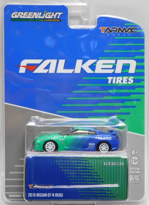 画像1: 2017 GREENLIGHT - SPECIAL EDITION -  【"TARMAC WORKS" FALKEN TIRES 2015 NISSAN GT-R(R35)】 BLUE-GREEN/RR