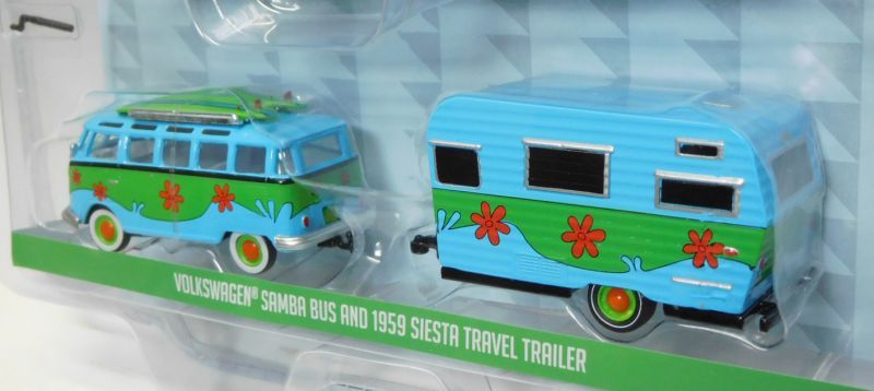 画像: 2017 GREENLIGHT - HITCH & TOW CLUB V-DUB "MIJO EXCLUSIVE" 【VOLKSWAGEN SAMBA BUS AND 1959 SIESTA TRAVEL TRAILER】 LT.BLUE-GREEN/RR (2898個限定）