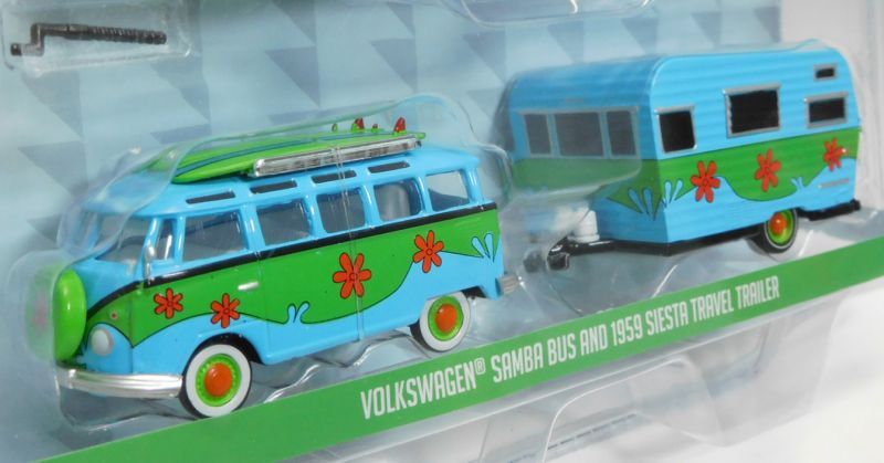 画像: 2017 GREENLIGHT - HITCH & TOW CLUB V-DUB "MIJO EXCLUSIVE" 【VOLKSWAGEN SAMBA BUS AND 1959 SIESTA TRAVEL TRAILER】 LT.BLUE-GREEN/RR (2898個限定）