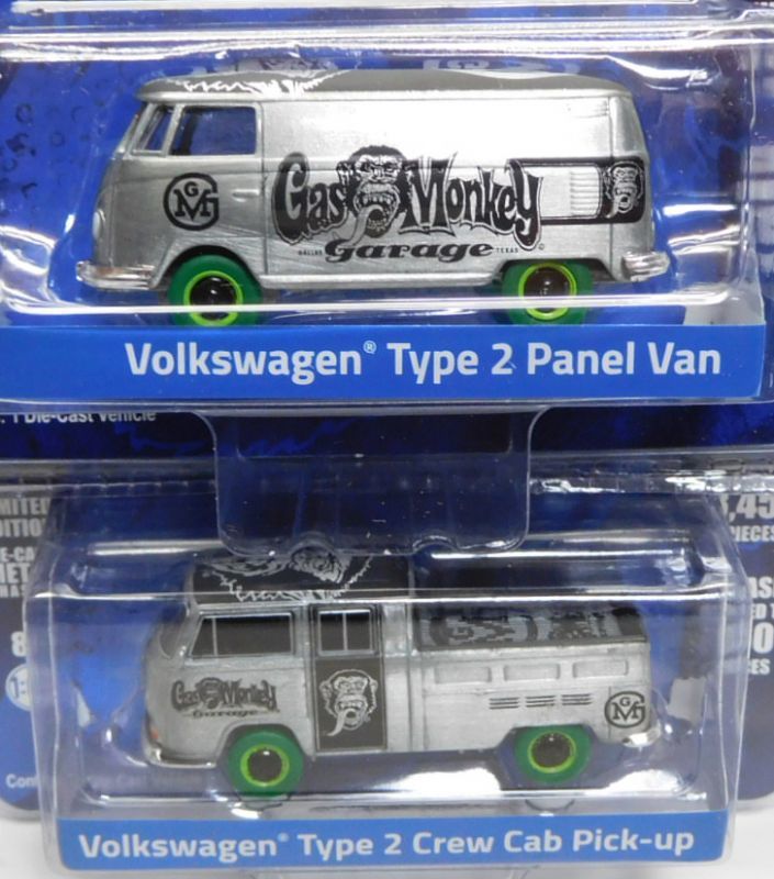 画像: 2018 GREENLIGHT MIJO EXCLUSIVE 【"GAS MONKEY" VW TYPE 2 PANEL VAN/VW TYPE 2 CREW CAB PICK-UP(2台セット）】 ZAMAC/RR (GREEN MACHINE)