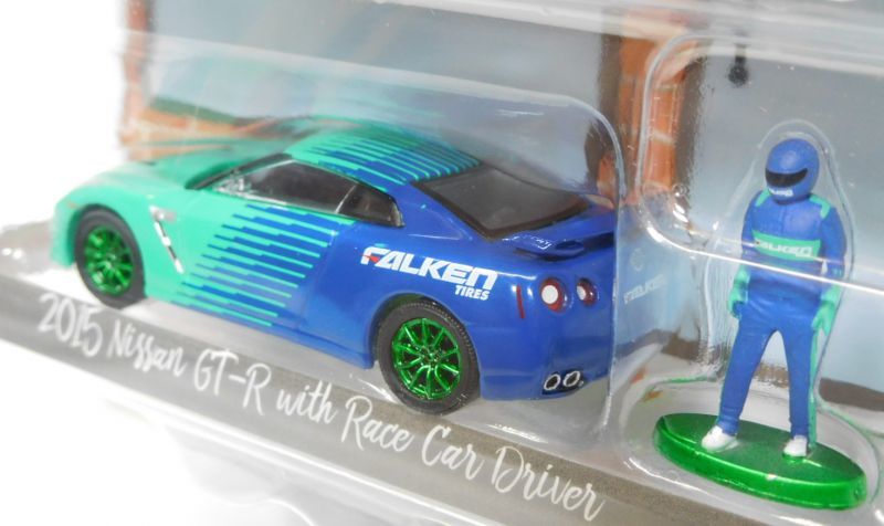 画像: 2018 GREENLIGHT THE HOBBY SHOP S2 【2015 NISSAN GT-R WITH RACE CAR DRIVER (FALKEN)】 BLUE-GREEN/RR (GREEN MACHINE)