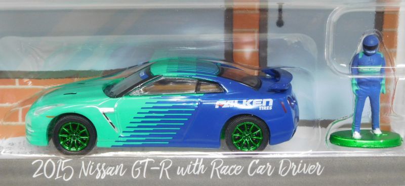 画像: 2018 GREENLIGHT THE HOBBY SHOP S2 【2015 NISSAN GT-R WITH RACE CAR DRIVER (FALKEN)】 BLUE-GREEN/RR (GREEN MACHINE)