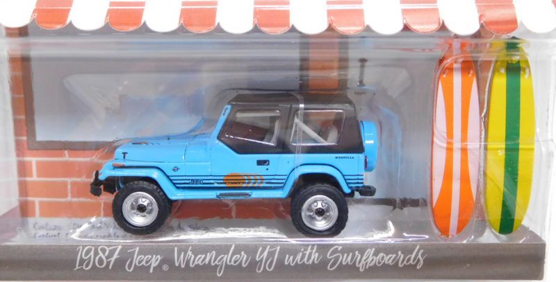 画像: 2018 GREENLIGHT THE HOBBY SHOP S2 【1987 JEEP WRANGLER YJ WITH SURFBOARDS】 BLUE/RR