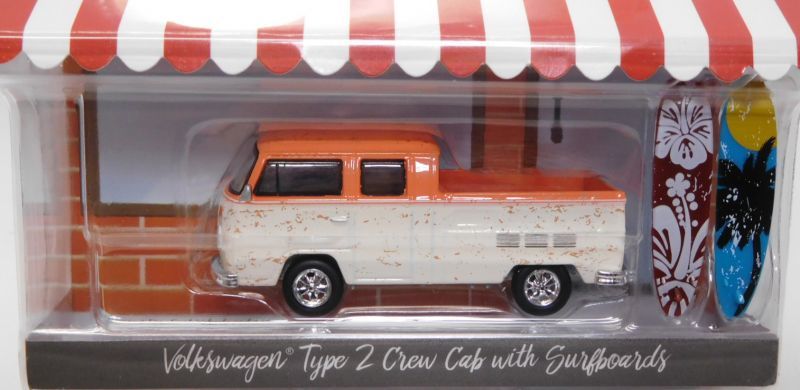 画像: 2018 GREENLIGHT THE HOBBY SHOP 3 【VOLKSWAGEN TYPE 2 CREW CAB WITH SURFBOARDS】 ORANGE-CREAM/RR