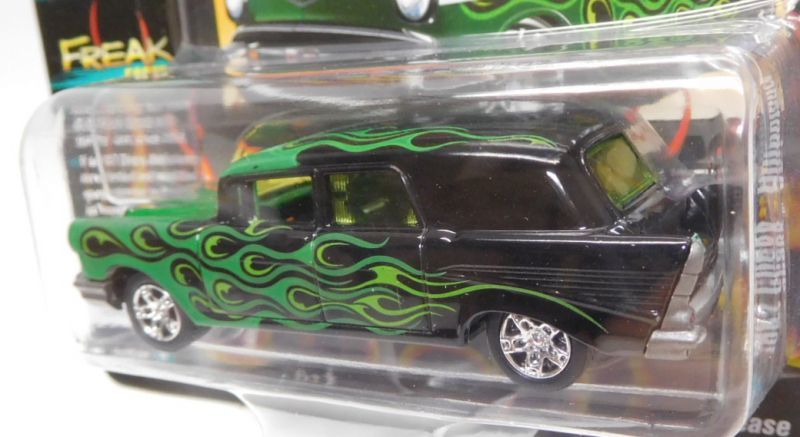 画像: 2018 JOHNNY LIGHTNING - STREET FREAKS S1 【1957 CHEVY AMBULANCE】 BLACK-GREEN/RR (BLACK WITH FLAMES)