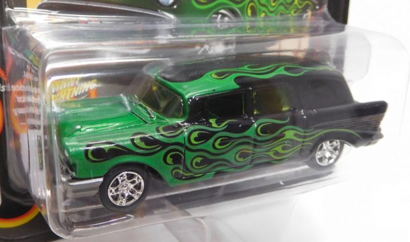 画像: 2018 JOHNNY LIGHTNING - STREET FREAKS S1 【1957 CHEVY AMBULANCE】 BLACK-GREEN/RR (BLACK WITH FLAMES)