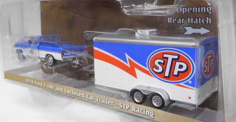 画像: 2018 GREENLIGHT - HITCH & TOW S12 【1970 FORD F-100 AND ENCLOSED CAR TRAILER - STP RACING】 BLUE-WHITE/RR