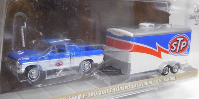 画像: 2018 GREENLIGHT - HITCH & TOW S12 【1970 FORD F-100 AND ENCLOSED CAR TRAILER - STP RACING】 BLUE-WHITE/RR