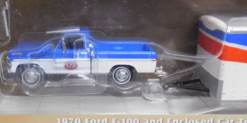 画像: 2018 GREENLIGHT - HITCH & TOW S12 【1970 FORD F-100 AND ENCLOSED CAR TRAILER - STP RACING】 BLUE-WHITE/RR
