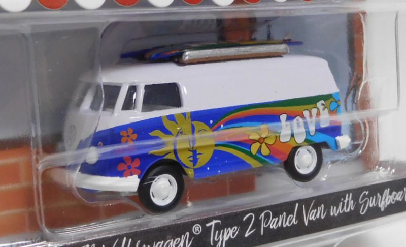 画像: 2018 GREENLIGHT THE HOBBY SHOP S4 【1971 VOLKSWAGEN TYPE 2 PANEL VAN with SURFBOARDS】 WHITE-BLUE/RR