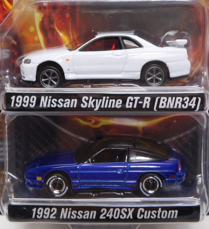 画像: 2018 JOHNNY LIGHTNING - 2PACK 【"IMPORT HEAT" 1999 NISSAN SKYLINE GT-R (BNR34)/1992 NISSAN 240SX CUSTOM】 WHITE/BLUE/RR(予約不可）