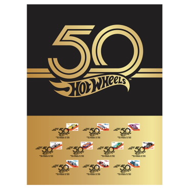 画像: 2018 HW 50th ANNIVERSARY 【"USPS EXCLUSIVE" Hot Wheels Poster】 (切手部分はプリントではなく、実物の切手が貼られています）(送料無料/同梱不可）