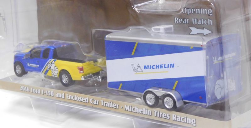 画像: 2018 GREENLIGHT - HITCH & TOW S13 【2016 FORD F-150 AND ENCLOSED CAR TRAILER (MICHELIN TIRES RACING)】 BLUE-YELLOW/RR