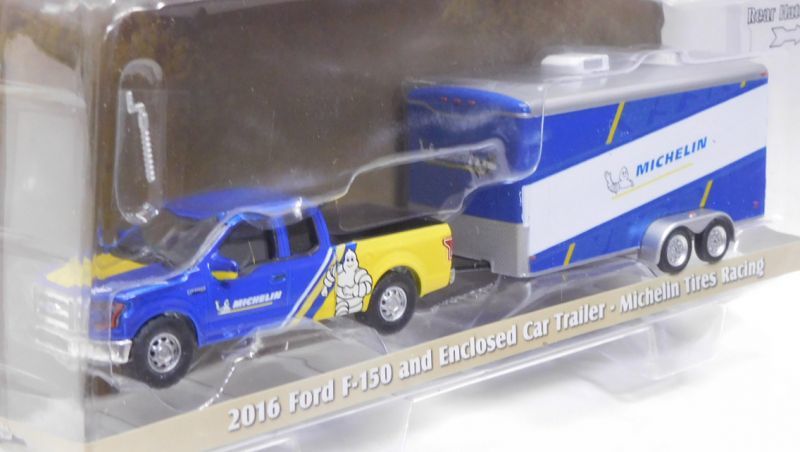 画像: 2018 GREENLIGHT - HITCH & TOW S13 【2016 FORD F-150 AND ENCLOSED CAR TRAILER (MICHELIN TIRES RACING)】 BLUE-YELLOW/RR