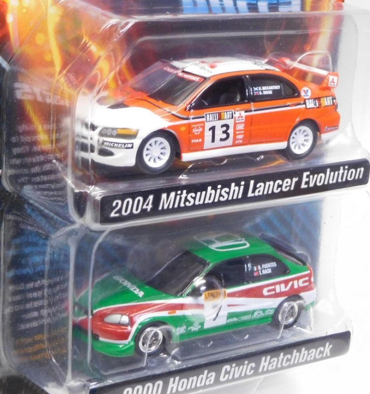 画像: 2018 JOHNNY LIGHTNING - 2PACK 【"IMPORT HEAT" 2004 MITSUBISHI LANCER EVOLUTION/2000 HONDA CIVIC HATCHBACK】 RED-GREEN/RR