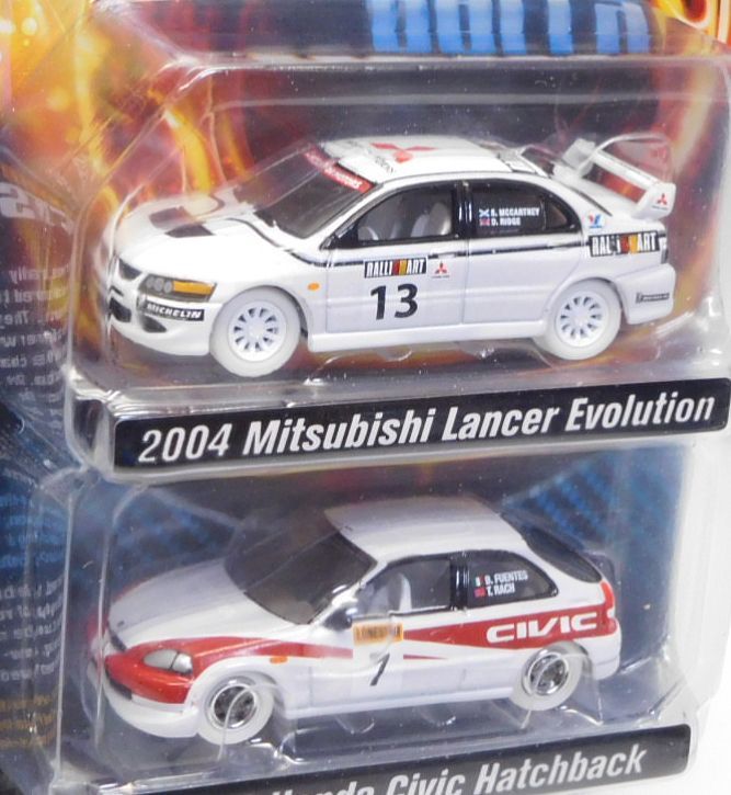 画像: 2018 JOHNNY LIGHTNING - 2PACK 【"IMPORT HEAT" 2004 MITSUBISHI LANCER EVOLUTION/2000 HONDA CIVIC HATCHBACK】 WHITE/RR (WHITE LIGHTNING)