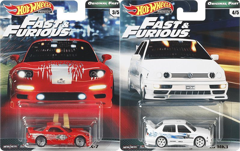 画像: 2019 HW PREMIUM  FAST & FURIOUS 【Bアソート (5種セット）】Nissan Skyline GT-R (BCNR33)/Nissan 240SX (S14)/'95 Mazda RX-7/'95 Mitsubishi Eclipse/Volkswagen Jetta MK3