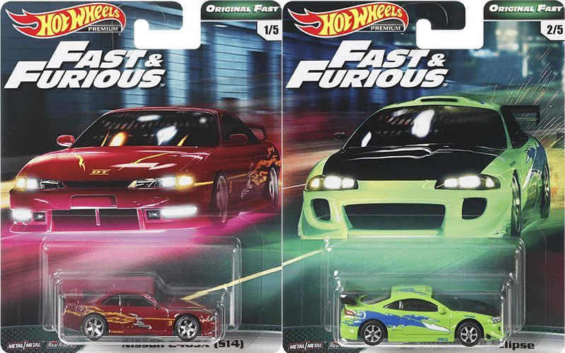 画像: 2019 HW PREMIUM  FAST & FURIOUS 【Bアソート (5種セット）】Nissan Skyline GT-R (BCNR33)/Nissan 240SX (S14)/'95 Mazda RX-7/'95 Mitsubishi Eclipse/Volkswagen Jetta MK3